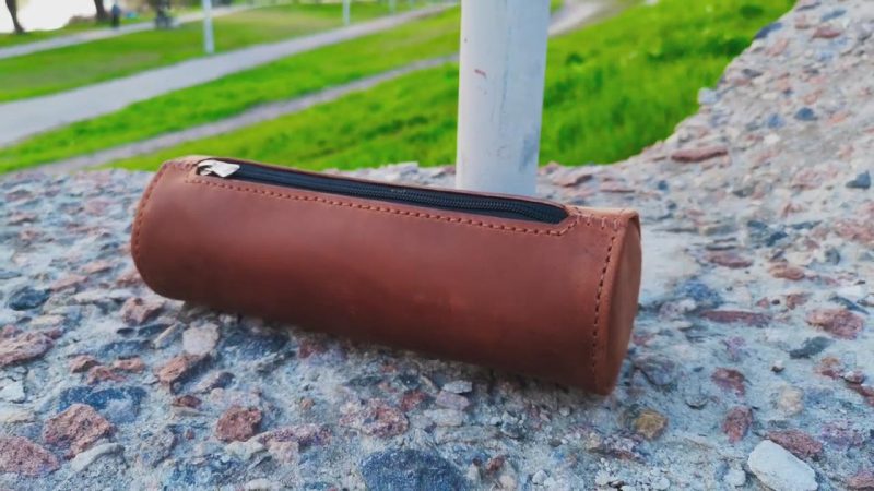 手工皮具图纸 圆笔袋le021-皮艺果手工皮具图纸