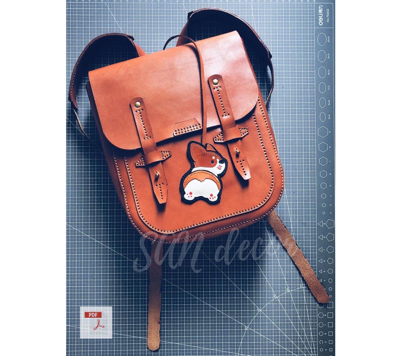 手工皮具图纸 双肩书包ds012-皮艺果手工皮具图纸