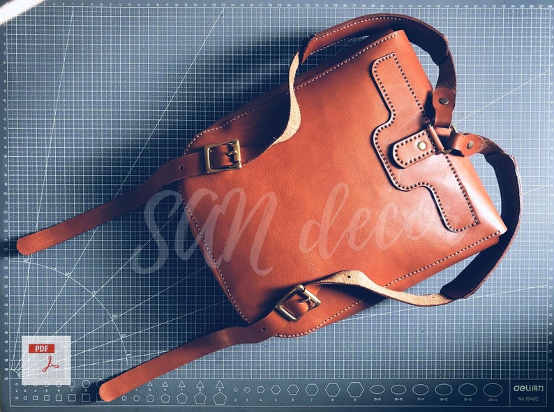 图片[2]-手工皮具图纸 双肩书包ds012-皮艺果手工皮具图纸