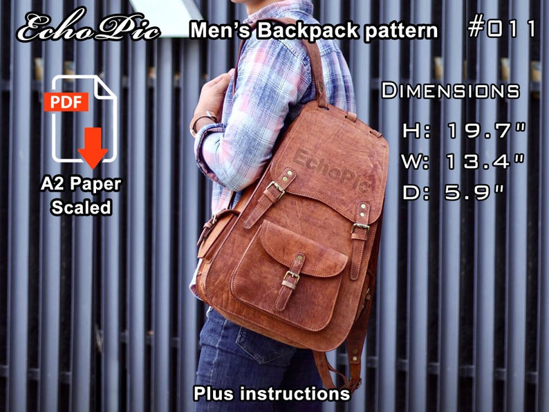 图片[2]-手工皮具图纸 双肩包ec005-皮艺果手工皮具图纸