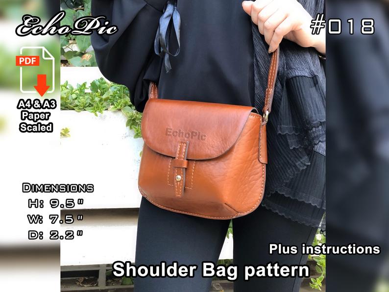 手工皮具图纸 打角小挎包ec008-皮艺果手工皮具图纸