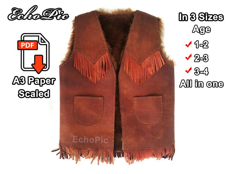 图片[2]-手工皮具图纸 儿童马甲ec011-皮艺果手工皮具图纸