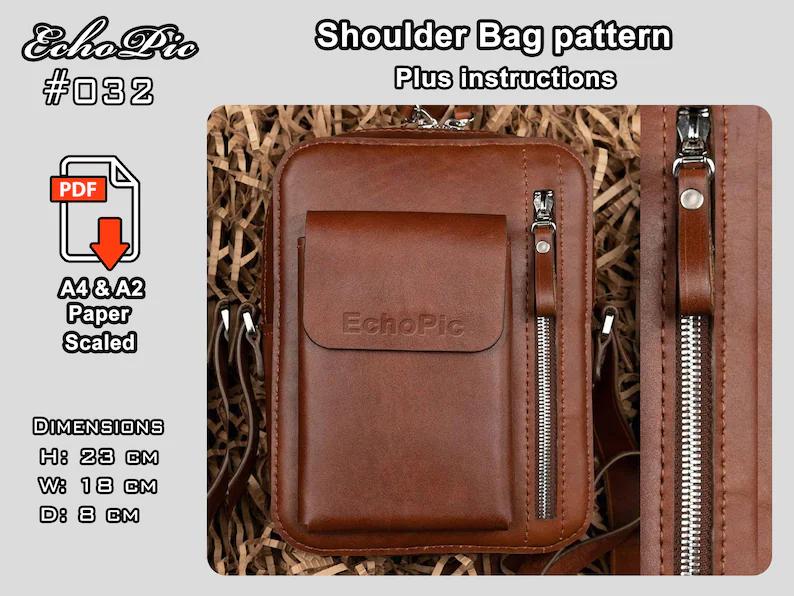 图片[2]-手工皮具图纸 男士挎包ec012-皮艺果手工皮具图纸