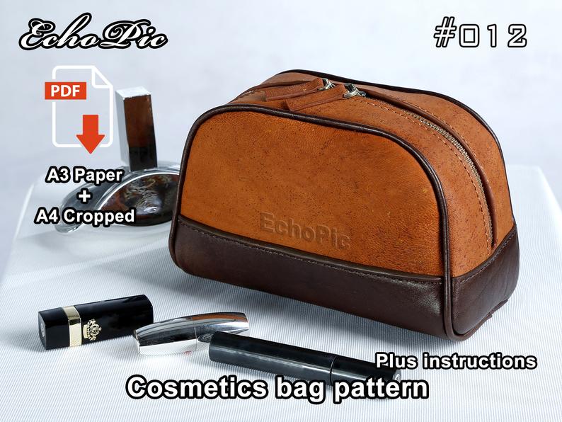 手工皮具图纸 化妆包ec015-皮艺果手工皮具图纸