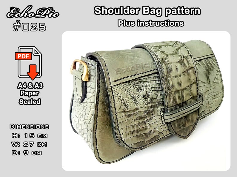 图片[3]-手工皮具图纸 单肩挎包ec021-皮艺果手工皮具图纸