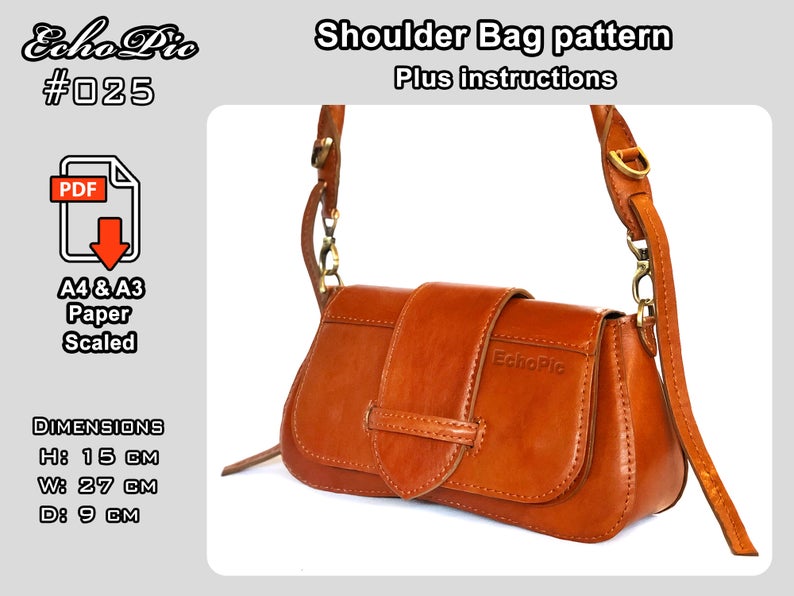 图片[4]-手工皮具图纸 单肩挎包ec021-皮艺果手工皮具图纸