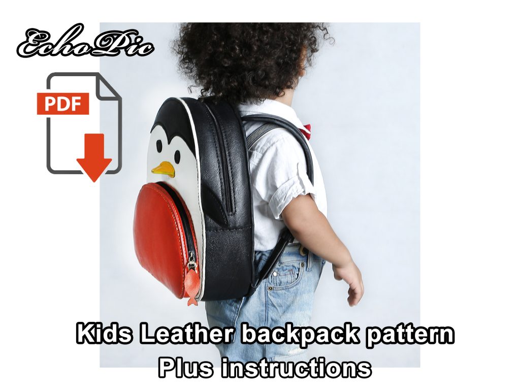 图片[2]-手工皮具图纸 幼儿企鹅背包ec023-皮艺果手工皮具图纸