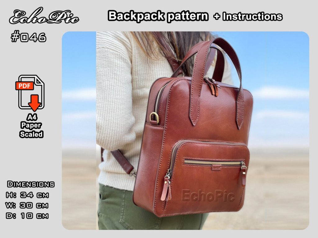 图片[3]-手工皮具图纸 手提双肩背包ec026-皮艺果手工皮具图纸