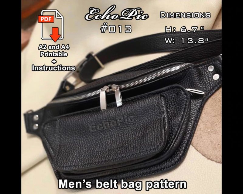手工皮具图纸 腰包ec028-皮艺果手工皮具图纸