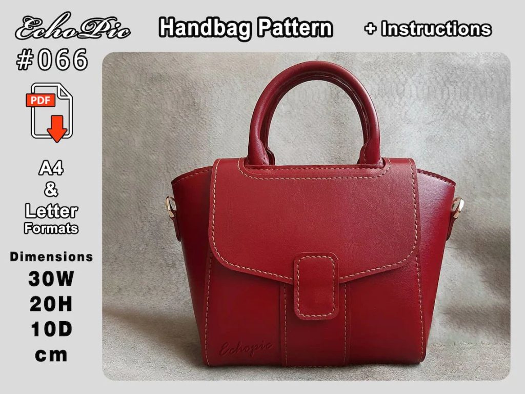 图片[1]-手工皮具图纸 手提包ec030-皮艺果手工皮具图纸