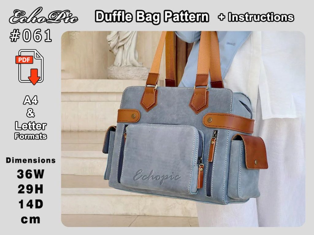 图片[1]-手工皮具图纸 旅行包ec033-皮艺果手工皮具图纸