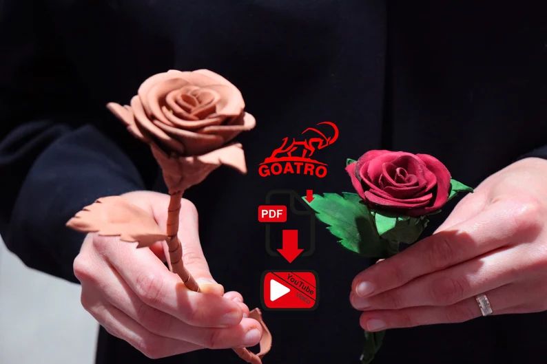 图片[3]-手工皮具图纸 玫瑰花go002-皮艺果手工皮具图纸