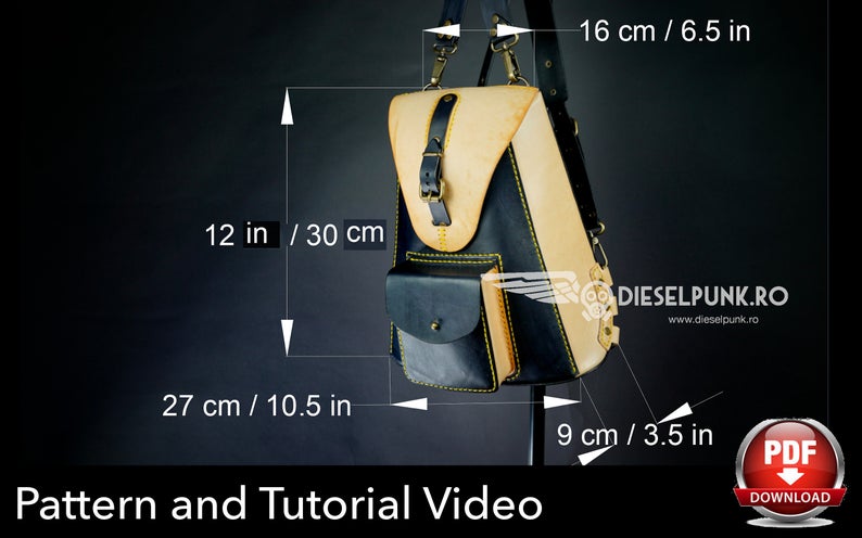 图片[3]-手工皮具图纸 双肩包di020-皮艺果手工皮具图纸