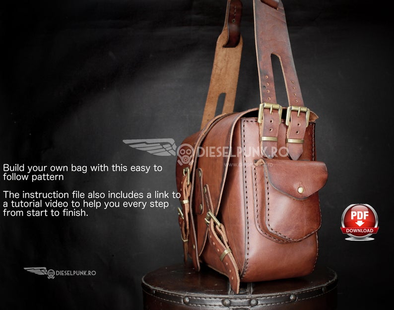 图片[3]-手工皮具图纸 公文单肩包di021-皮艺果手工皮具图纸