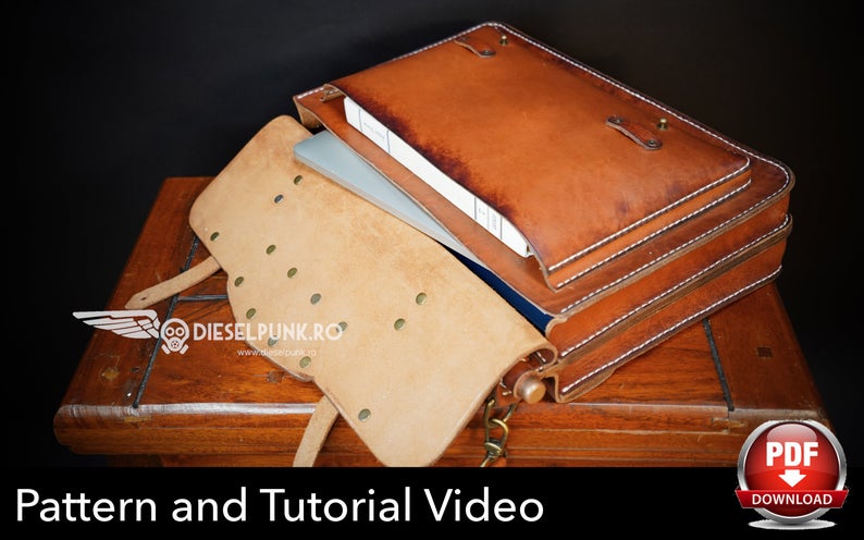 图片[3]-手工皮具图纸 公文单肩包di022-皮艺果手工皮具图纸