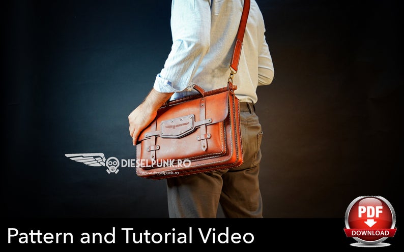 图片[2]-手工皮具图纸 公文单肩包di022-皮艺果手工皮具图纸