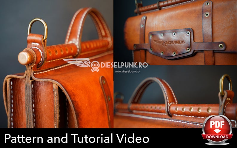 图片[4]-手工皮具图纸 公文单肩包di022-皮艺果手工皮具图纸