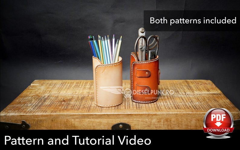 图片[2]-手工皮具图纸 笔筒di023-皮艺果手工皮具图纸