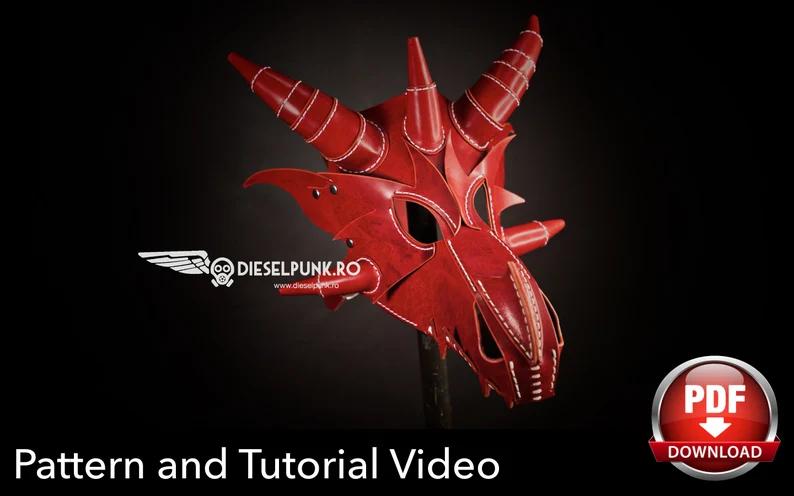 手工皮具图纸 壁挂龙面具di024-皮艺果手工皮具图纸