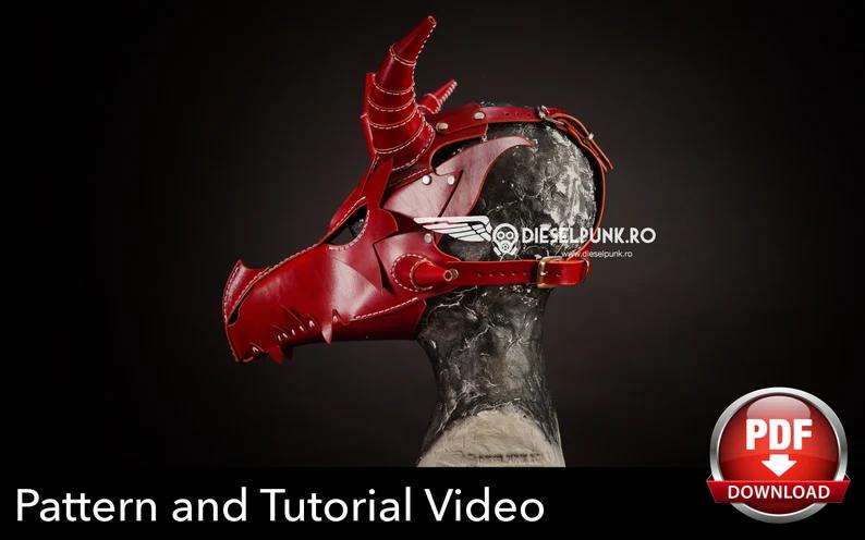 图片[2]-手工皮具图纸 壁挂龙面具di024-皮艺果手工皮具图纸