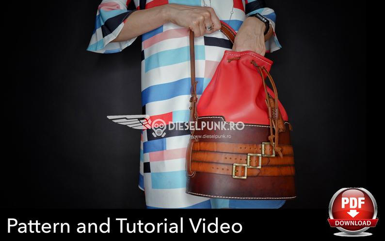 手工皮具图纸 水桶包di043-皮艺果手工皮具图纸
