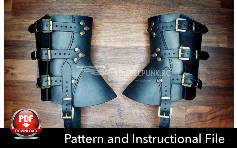 图片[3]-手工皮具图纸 护小腿di053-3-皮艺果手工皮具图纸