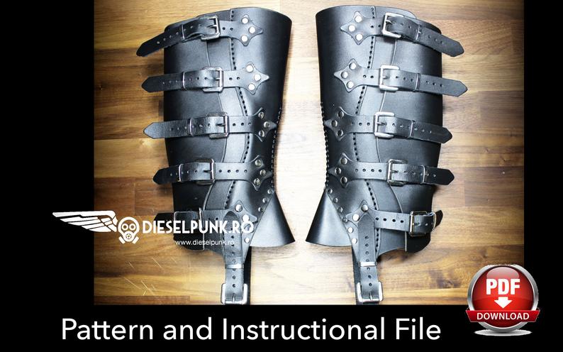 图片[2]-手工皮具图纸 腿部护具di053-4-皮艺果手工皮具图纸