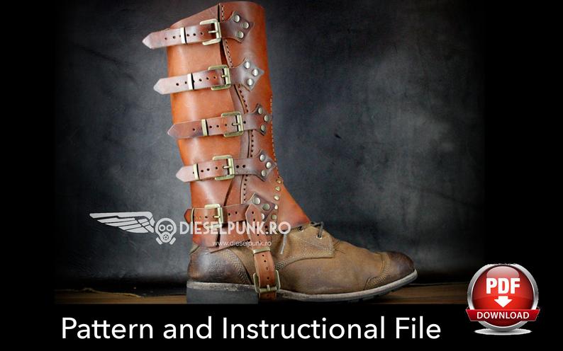 图片[3]-手工皮具图纸 腿部护具di053-4-皮艺果手工皮具图纸