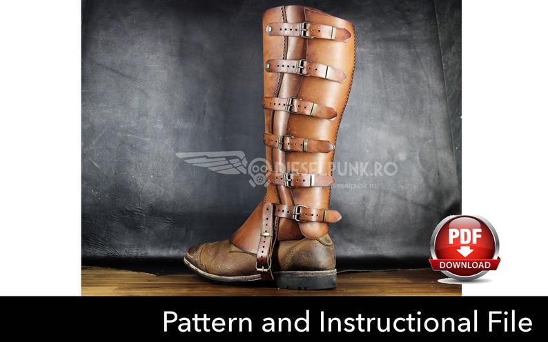 图片[3]-手工皮具图纸 腿部护具di053-5-皮艺果手工皮具图纸