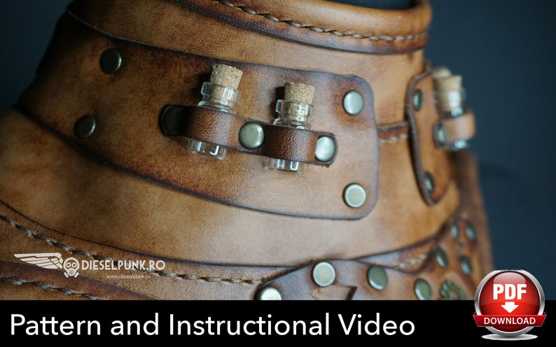 图片[3]-手工皮具图纸 颈甲di053-6-皮艺果手工皮具图纸