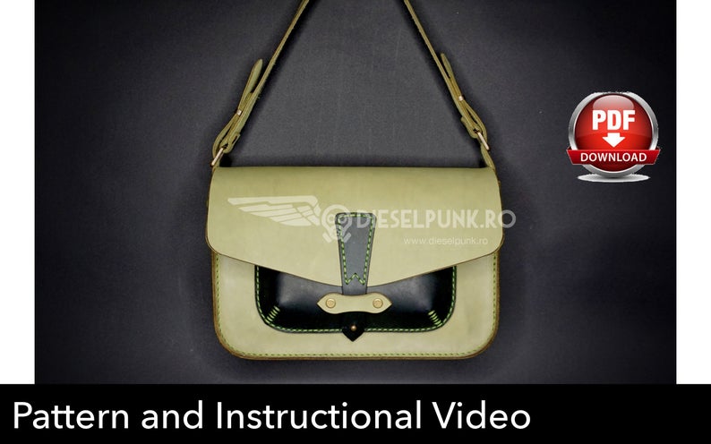 图片[3]-手工皮具图纸 铆钉挎包di057-皮艺果手工皮具图纸