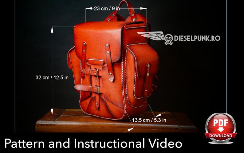 图片[4]-手工皮具图纸 美式双肩包di065-皮艺果手工皮具图纸