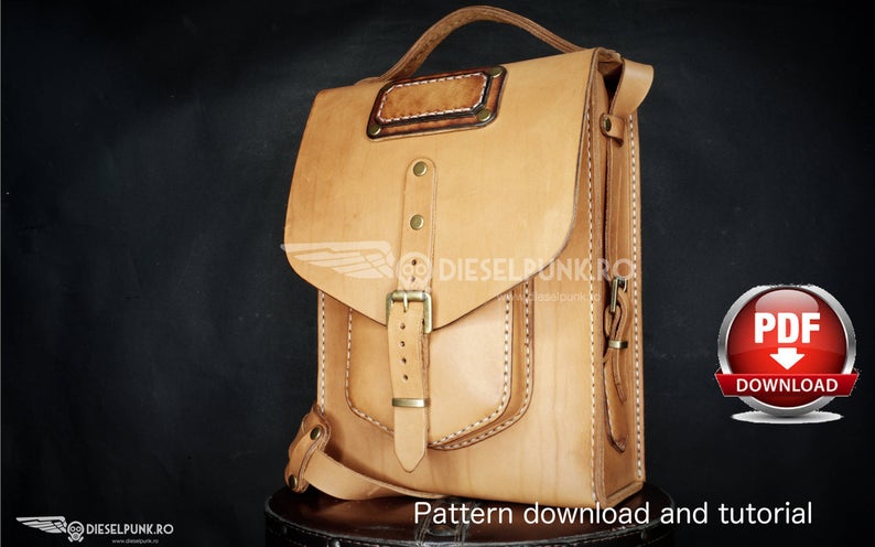 图片[3]-手工皮具图纸 双肩包di085-皮艺果手工皮具图纸