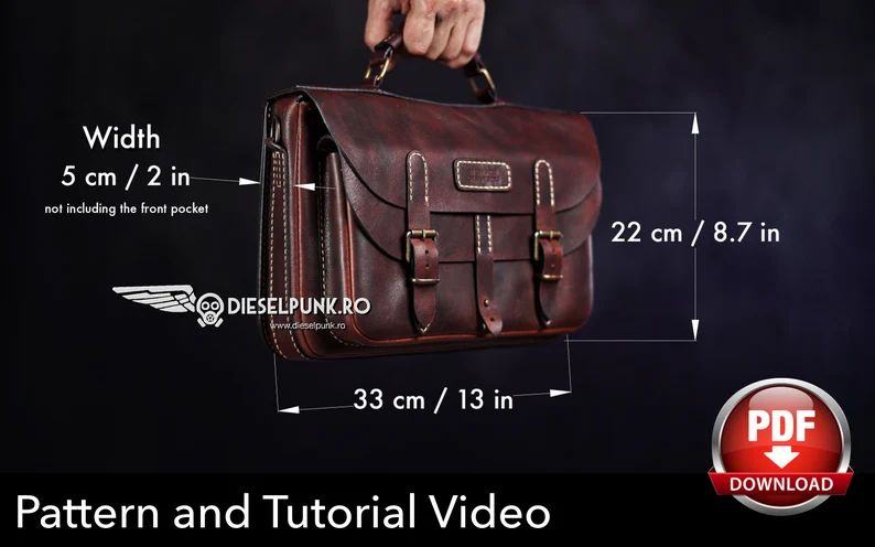 图片[2]-手工皮具图纸 邮差公文包di163-皮艺果手工皮具图纸