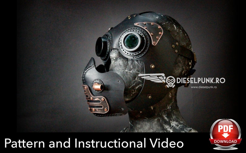 图片[2]-手工皮具图纸 防毒面具头盔di046-皮艺果手工皮具图纸