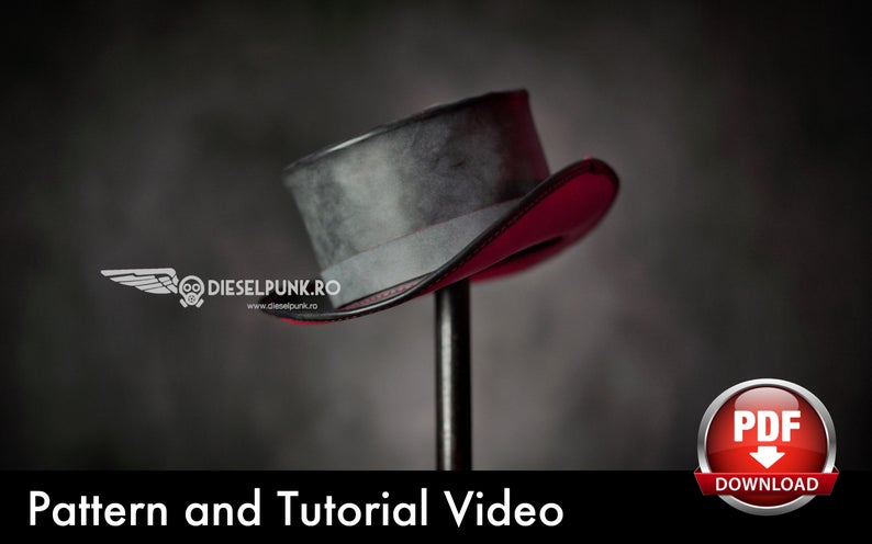 图片[3]-手工皮具图纸 礼帽di005-皮艺果手工皮具图纸