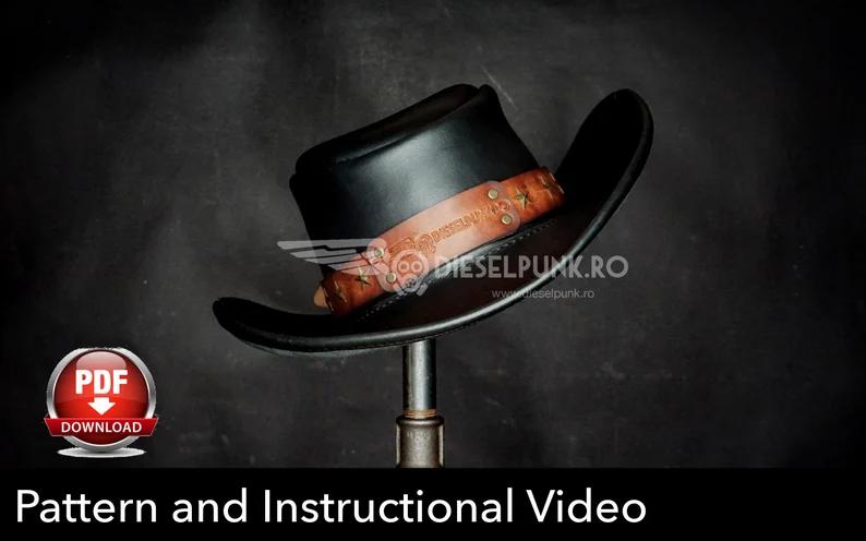 图片[2]-手工皮具图纸 牛仔帽di120-皮艺果手工皮具图纸