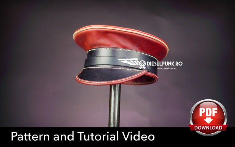 图片[2]-手工皮具图纸 军帽di125-皮艺果手工皮具图纸