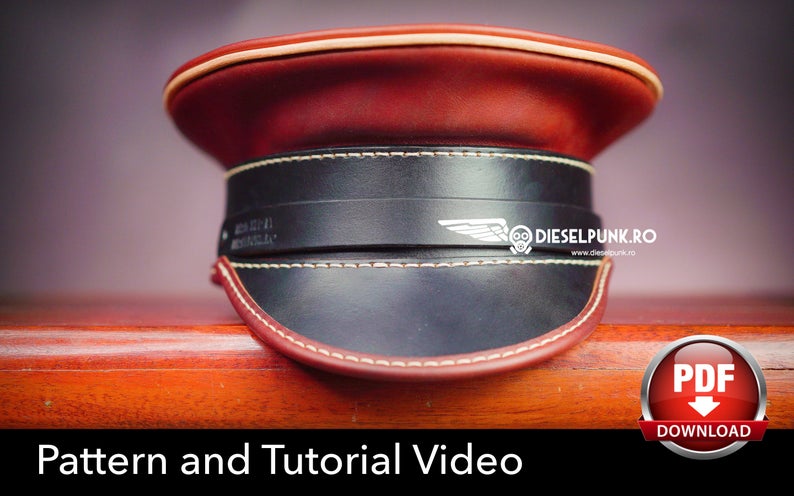 图片[3]-手工皮具图纸 军帽di125-皮艺果手工皮具图纸