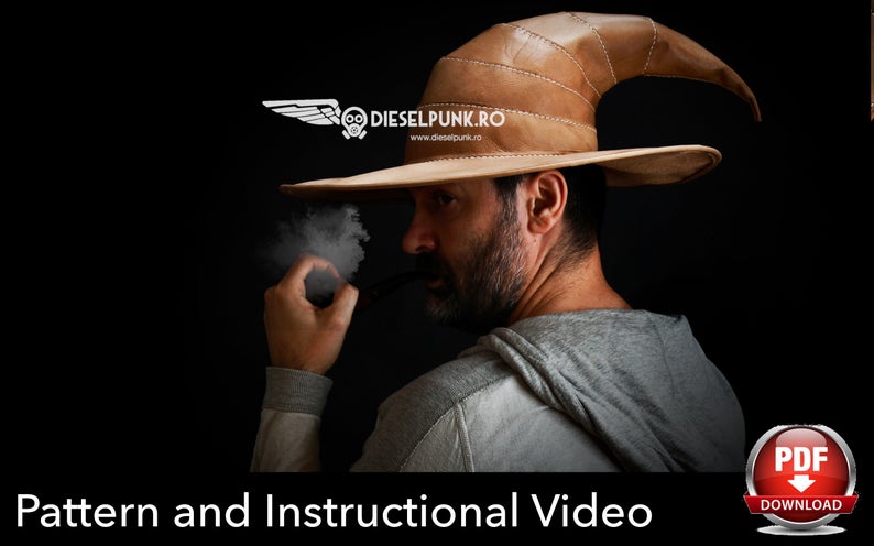 图片[2]-手工皮具图纸 巫师帽di130-皮艺果手工皮具图纸