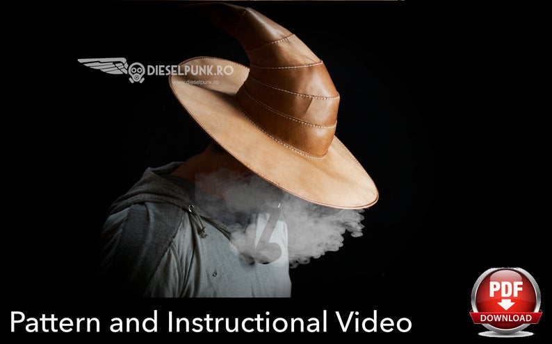 手工皮具图纸 巫师帽di130-皮艺果手工皮具图纸