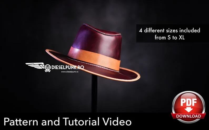手工皮具图纸 牛仔帽di144-皮艺果手工皮具图纸
