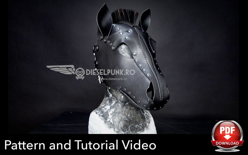 图片[2]-手工皮具图纸 马头面具di071-皮艺果手工皮具图纸