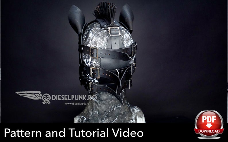 图片[3]-手工皮具图纸 马头面具di071-皮艺果手工皮具图纸