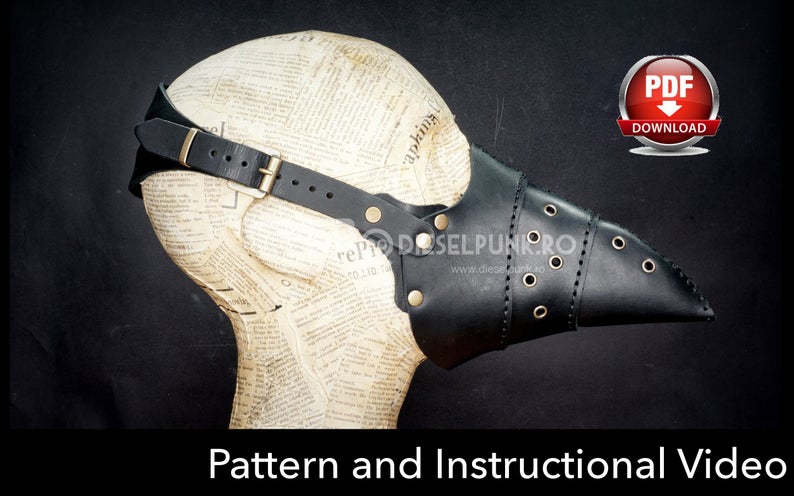 图片[3]-手工皮具图纸 鸟嘴面具di091-3-皮艺果手工皮具图纸