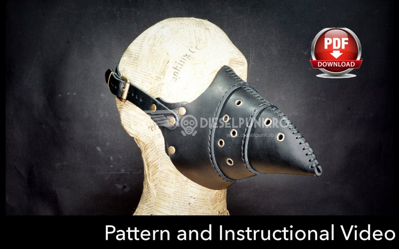 图片[2]-手工皮具图纸 鸟嘴面具di091-3-皮艺果手工皮具图纸