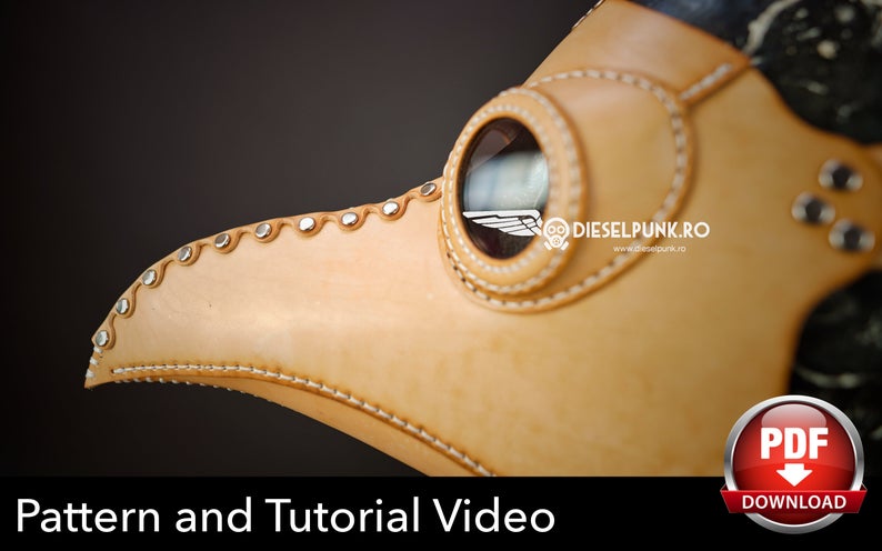 图片[2]-手工皮具图纸 鸟嘴面具di091-5-皮艺果手工皮具图纸