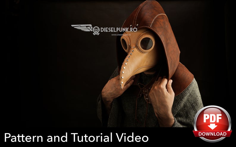 图片[2]-手工皮具图纸 鸟嘴面具di091-6-皮艺果手工皮具图纸