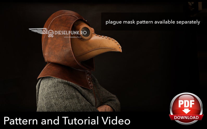 图片[3]-手工皮具图纸 鸟嘴面具di091-6-皮艺果手工皮具图纸