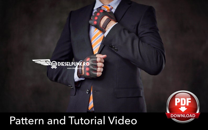 图片[2]-手工皮具图纸 半指手套di096-皮艺果手工皮具图纸